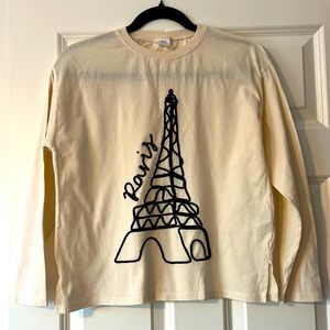 Zara Paris Eiffel Tower Long Sleeve Shirt Top 11 12